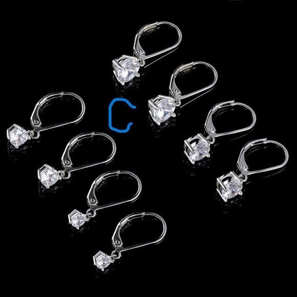 New 18K White Gold Plated Round Princess Cut Clear Cubic Zirconia Tear D… - Picture 8 of 11